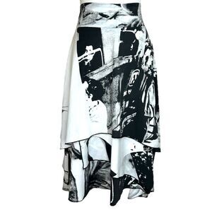 ART Ateliers Rare Toggery Italian Asymmetrical Tiered Photo Print Skirt Size 10